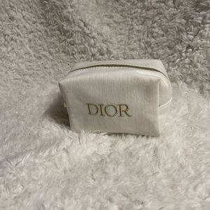 Dior Beauty off White denim Fabric Cosmetic Pouch With Logo embroidery.